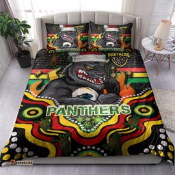 Penrith Panthers Christmas Bedding Set - Custom Christmas Indigenous Penrith Panthers Bedding Set