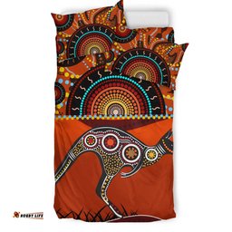 Australia Aboriginal Inspired Bedding Set - Kangaroo With Dot Painting