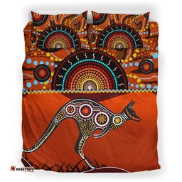 Australia Aboriginal Inspired Bedding Set - Kangaroo With Dot Painting