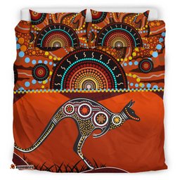 Australia Aboriginal Inspired Bedding Set - Kangaroo With Dot Painting