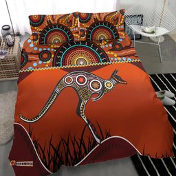 Australia Aboriginal Inspired Bedding Set - Kangaroo With Dot Painting