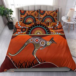 Australia Aboriginal Inspired Bedding Set - Kangaroo With Dot Painting