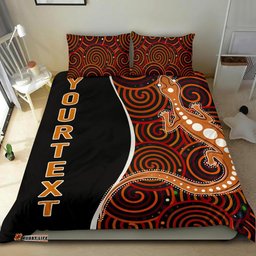 Australia Aboriginal Inspired Personalised Bedding Set - Indigenous Lizard Dreaming