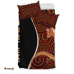 Australia Aboriginal Inspired Personalised Bedding Set - Indigenous Lizard Dreaming