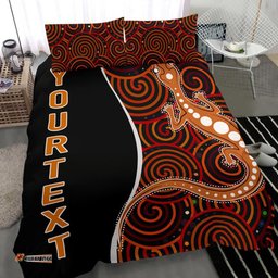 Australia Aboriginal Inspired Personalised Bedding Set - Indigenous Lizard Dreaming