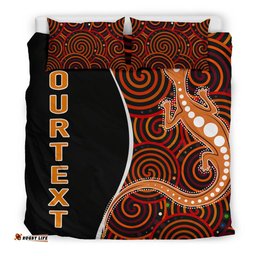 Australia Aboriginal Inspired Personalised Bedding Set - Indigenous Lizard Dreaming