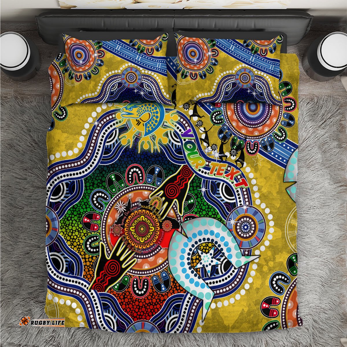 Personalised Eels NAIDOC Week 2024 Bedding Set Australia Aboriginal Dot Painting DT02