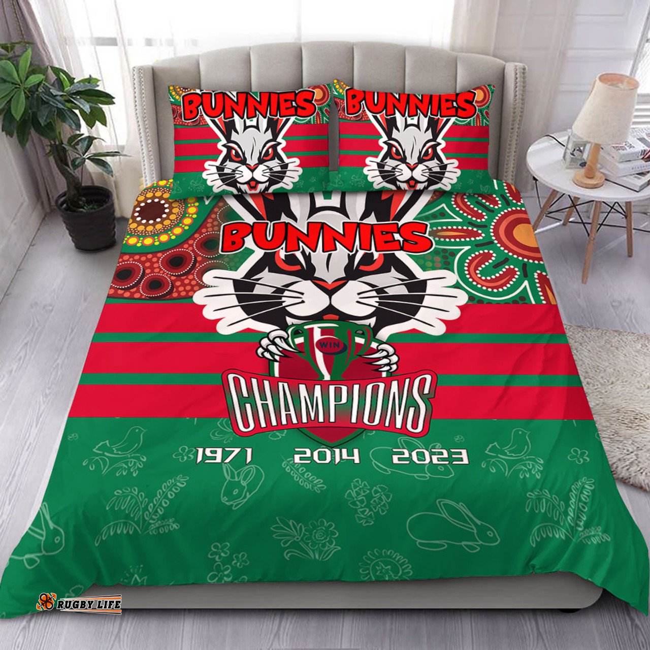 South Sydney Rabbitohs Bedding Set Talent Win Games But Teamwork And Intelligence Win Championships With Aboriginal Style