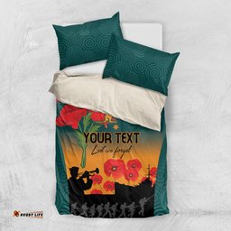 Custom Wallaroos Rugby ANZAC Bedding Set Poppy Soldier With Aboriginal Dots Art