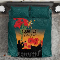 Custom Wallaroos Rugby ANZAC Bedding Set Poppy Soldier With Aboriginal Dots Art