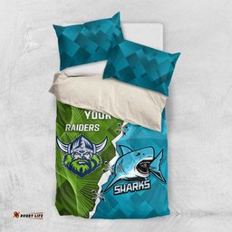 Personalised Sharks And Raiders Rugby Bedding Set Sporty Style