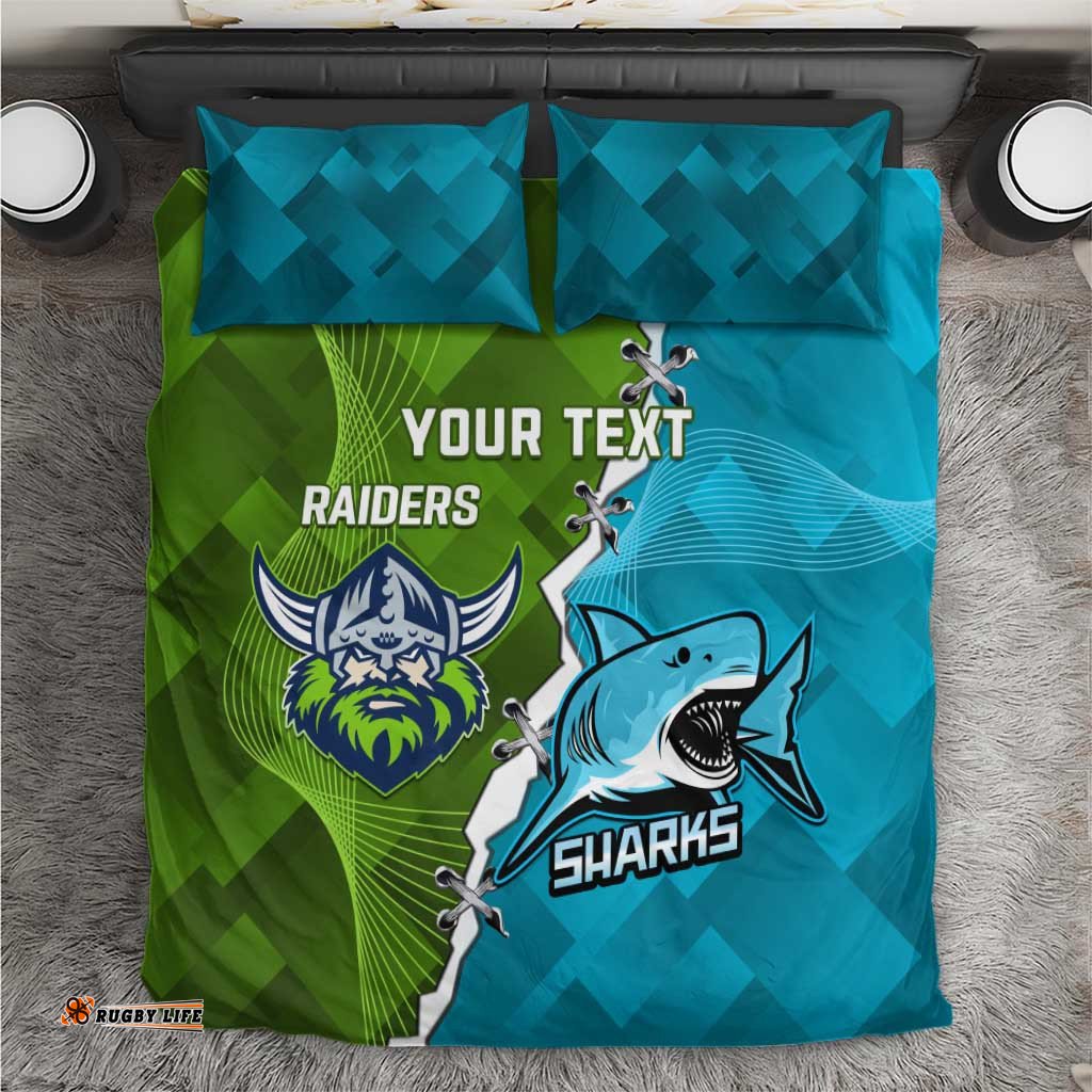 Personalised Sharks And Raiders Rugby Bedding Set Sporty Style