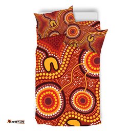 Australia Aboriginal Bedding Set - Connection Concept Dot Aboriginal Colorful Painting Bedding Set