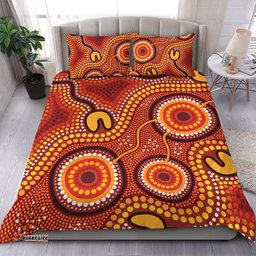 Australia Aboriginal Bedding Set - Connection Concept Dot Aboriginal Colorful Painting Bedding Set