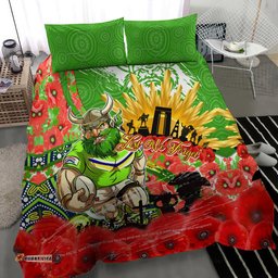 Personalised Mascot Raiders ANZAC Bedding Set Lest We Forget DT02