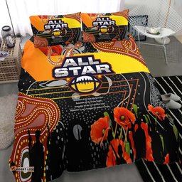 All Stars Rugby Anzac Aboriginal Inspired Bedding Set - All Stars with Anzac Day with Poppy Flower Bedding Set