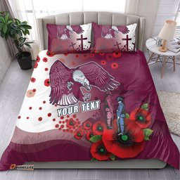 Custom Sea Eagle Rugby ANZAC Bedding Set The Military Soldiers with Red Poppy