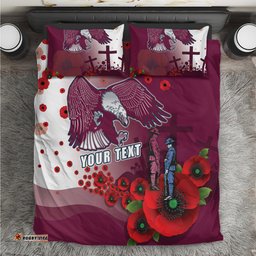 Custom Sea Eagle Rugby ANZAC Bedding Set The Military Soldiers with Red Poppy