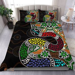 Australia Rainbow Serpent Aboriginal Bedding Set - Dreamtime Rainbow Serpent Contemporary Bedding Set