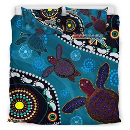 Indigenous All Stars Custom Bedding Set - Dreamtime Turtle With Indigenous Cultures Flag