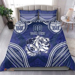 Bulldogs Rugby Custom Bedding Set Go Berries With Polynesian Style