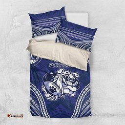 Bulldogs Rugby Custom Bedding Set Go Berries With Polynesian Style