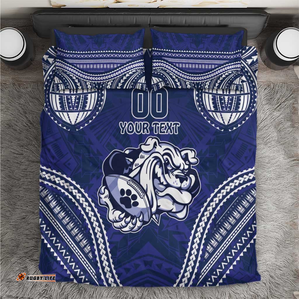 Bulldogs Rugby Custom Bedding Set Go Berries With Polynesian Style
