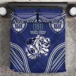 Bulldogs Rugby Custom Bedding Set Go Berries With Polynesian Style