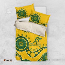 Custom Australia Rugby Bedding Set Go Wallaroos 2024 Pacific Aboriginal Art