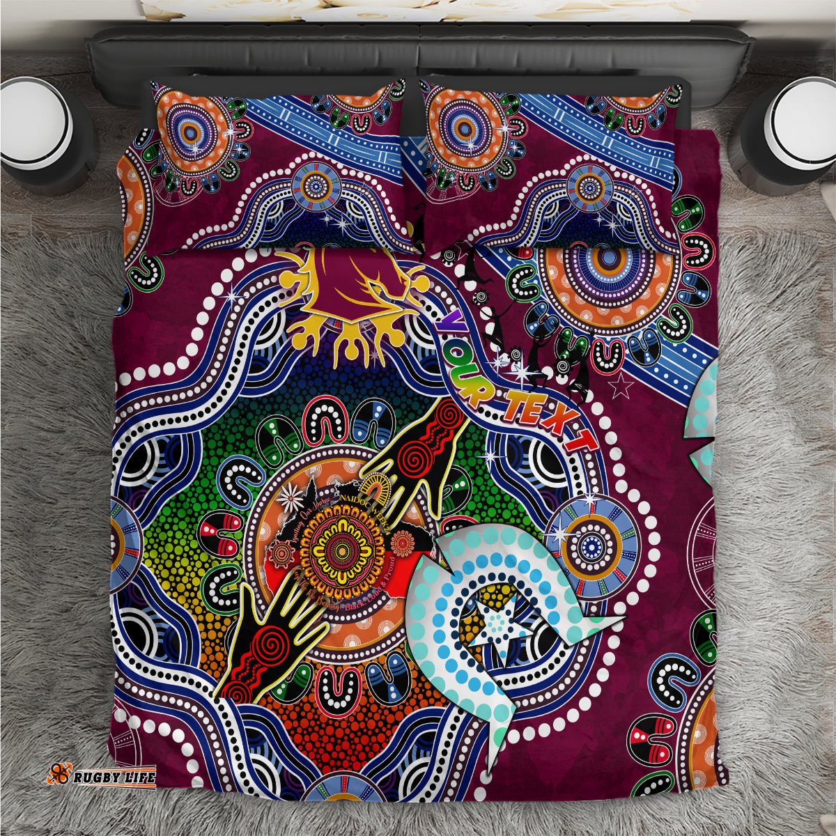 Personalised Broncos NAIDOC Week 2024 Bedding Set Australia Aboriginal Dot Painting DT02