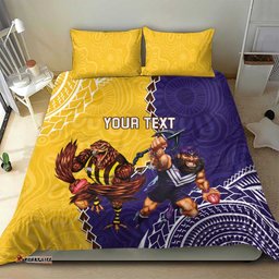 Custom Dockers And Hawks Football Bedding Set Aboriginal Mix Polynesian Pattern