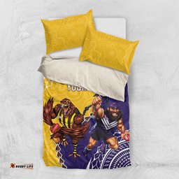 Custom Dockers And Hawks Football Bedding Set Aboriginal Mix Polynesian Pattern