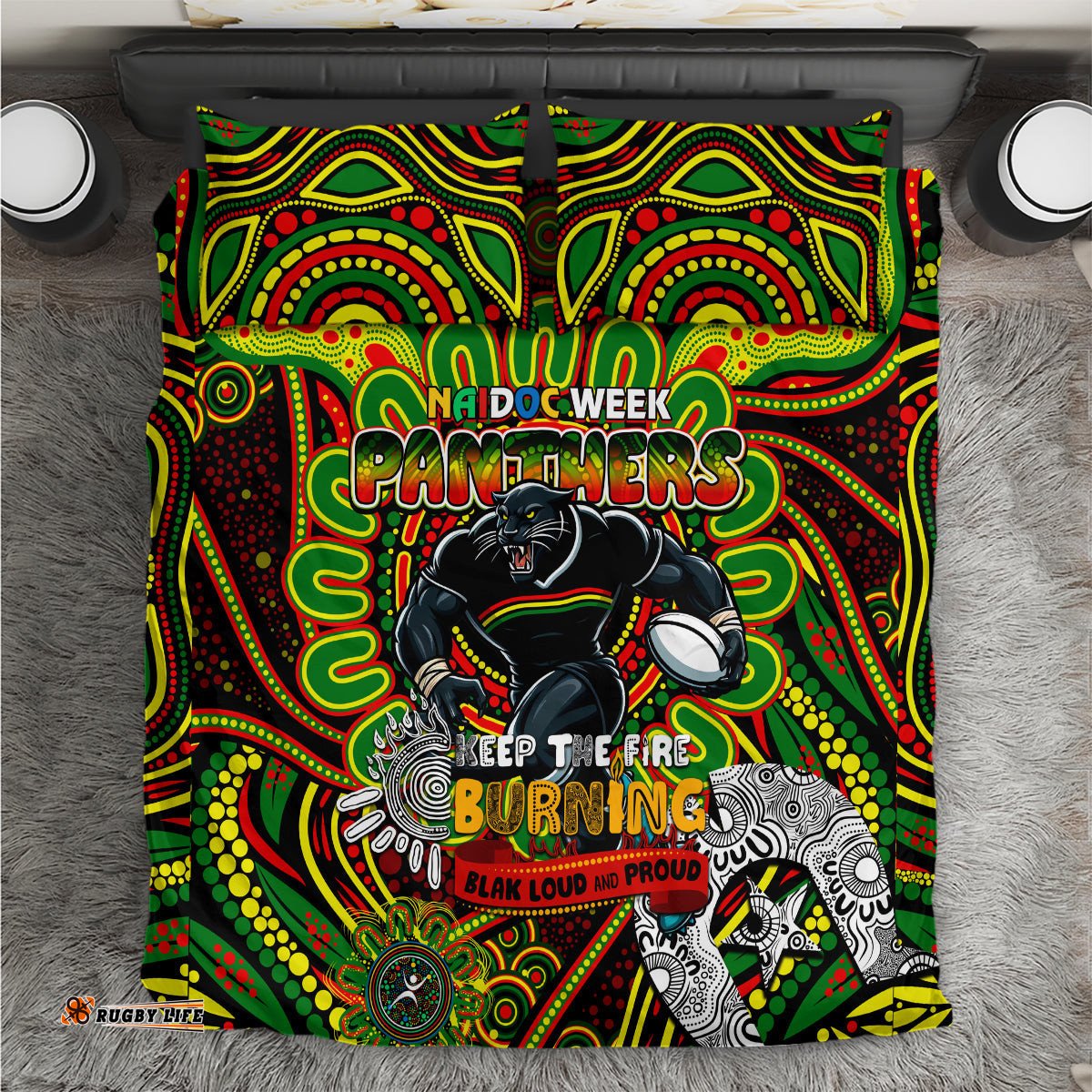 NAIDOC Week 2024 Panthers Bedding Set Mascot Rugby DT02