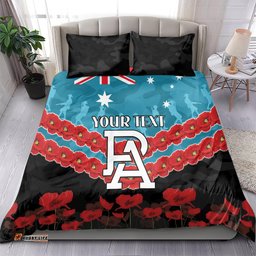 Custom Port Adelaide Power Football Bedding Set ANZAC Lest We Forget