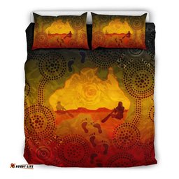 Australia Aboriginal Inspired Bedding Set - Australian Map with Indigenous Color