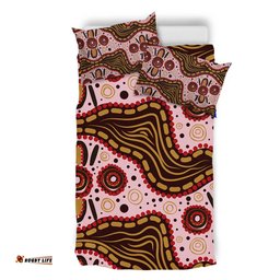 Australia Aboriginal Bedding Set - Aboriginal Inspired With Pink Background Bedding Set