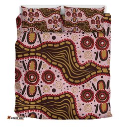 Australia Aboriginal Bedding Set - Aboriginal Inspired With Pink Background Bedding Set