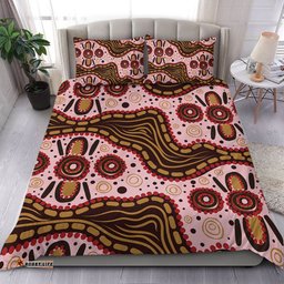 Australia Aboriginal Bedding Set - Aboriginal Inspired With Pink Background Bedding Set