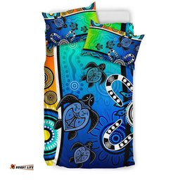 Australia Aboriginal Inspired Bedding Set - Indigenous Turtle Dot Painting Art