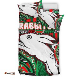 South Sydney Rabbitohs Bedding Set - Indigenous Dreaming Souths "Live A Red Green Life"