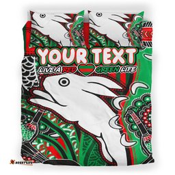 South Sydney Rabbitohs Bedding Set - Indigenous Dreaming Souths "Live A Red Green Life"