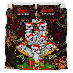 Aboriginal Christmas Bedding Set - Aussie Koala Christmas Tree with Aboriginal Inspired Bedding Set