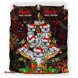 Aboriginal Christmas Bedding Set - Aussie Koala Christmas Tree with Aboriginal Inspired Bedding Set