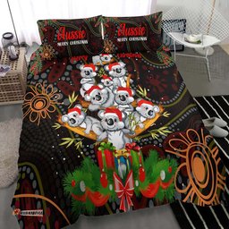 Aboriginal Christmas Bedding Set - Aussie Koala Christmas Tree with Aboriginal Inspired Bedding Set