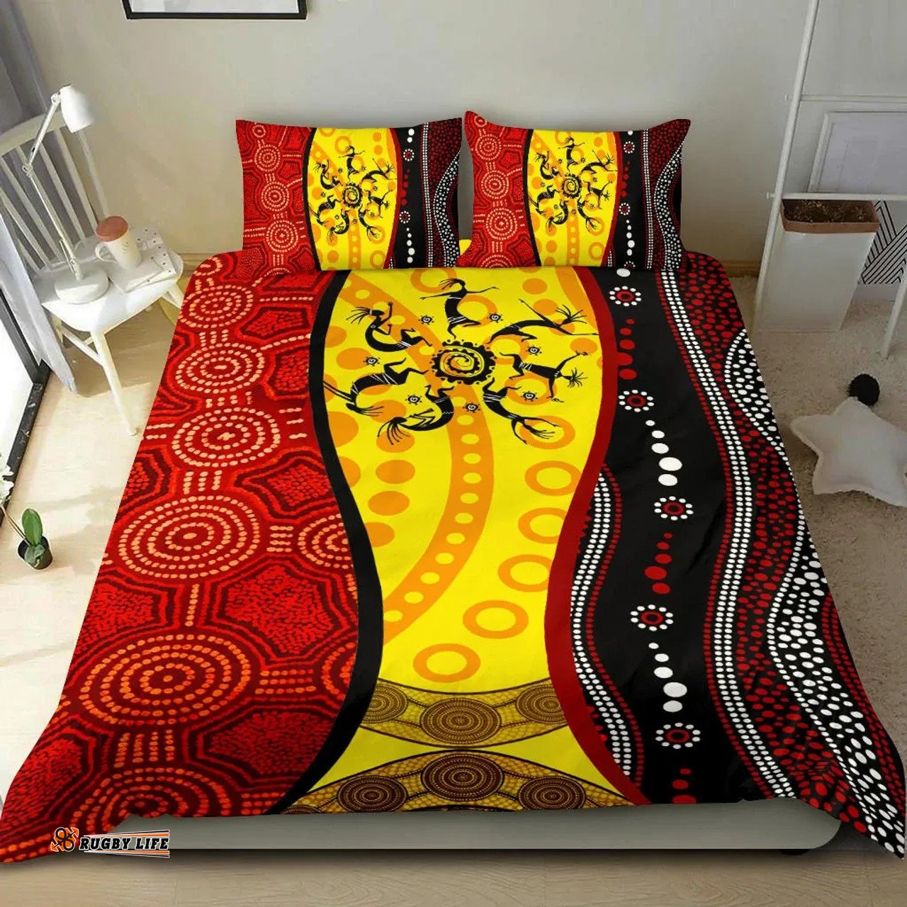 Australia Aboriginal Inspired Bedding Set - Dreamtime Koori Dot Acrylic Paint