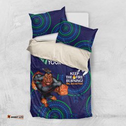 Custom NRL Warriors NAIDOC Week Bedding Set Keep The Fire Burning Indigenous Art