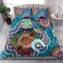 Custom NAIDOC Week 2024 Port Adelaide Power Bedding Set Australia Aboriginal Dot Painting DT02