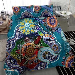 Custom NAIDOC Week 2024 Port Adelaide Power Bedding Set Australia Aboriginal Dot Painting DT02