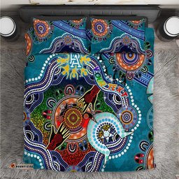 Custom NAIDOC Week 2024 Port Adelaide Power Bedding Set Australia Aboriginal Dot Painting DT02
