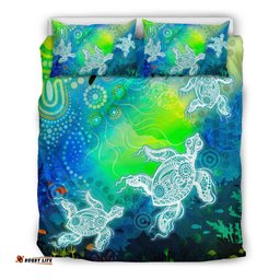 [Custom] Australia Aboriginal Inspired Bedding Set - Indigenous Turtle Ocean Dot Painting Art